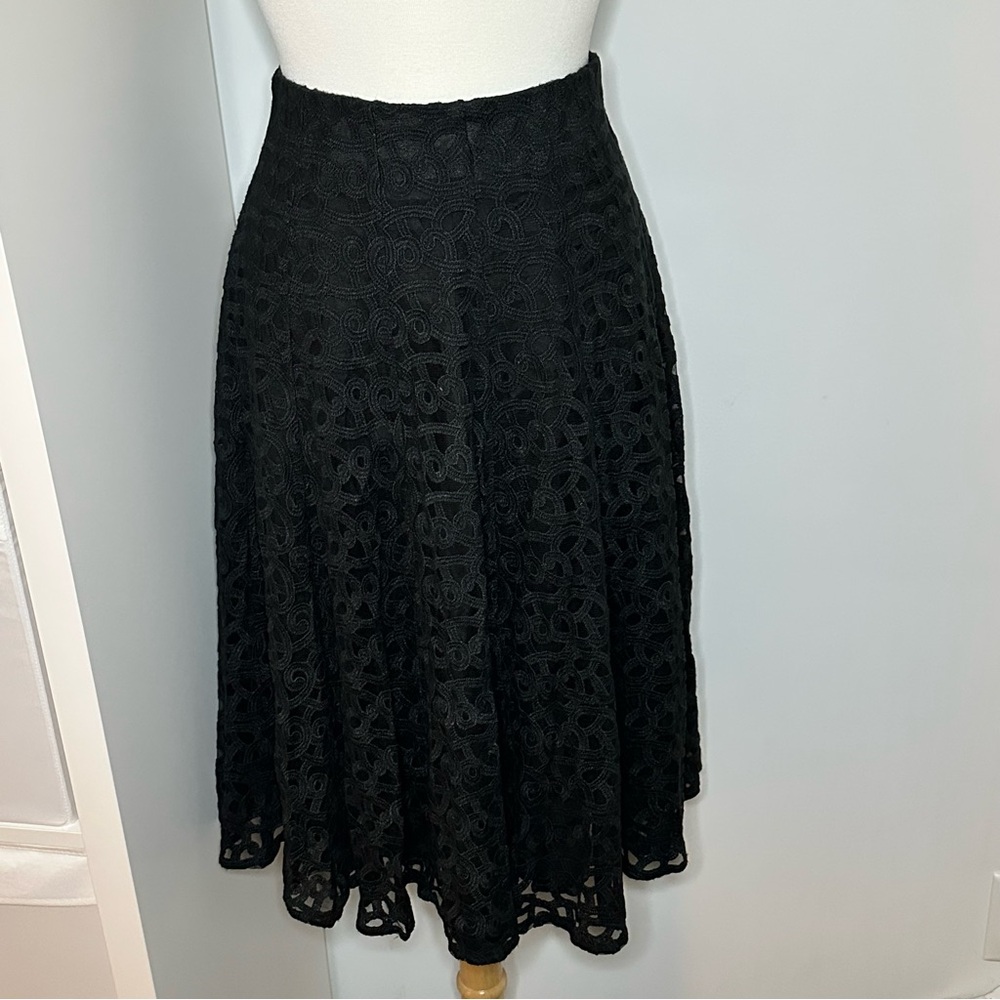 Vintage Black Lace Midi Skirt Romantic Gothic Dark Academia